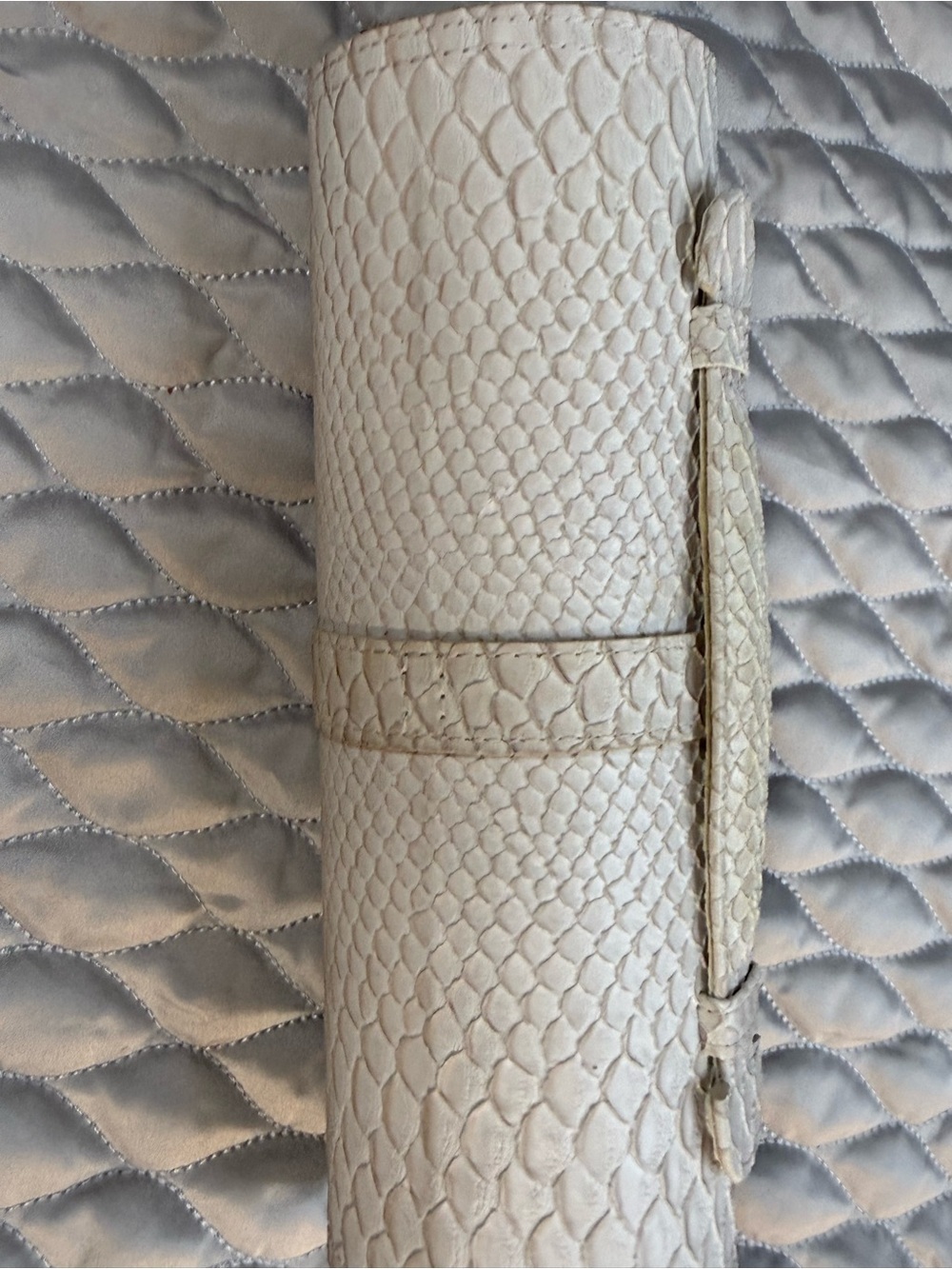 Cream Snakeskin textured Jewelry case with Silver Buckle - Picture 10 of 12